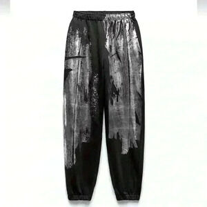 *NWOT* Zara Joggers in black with metallic splash detail. Size medium